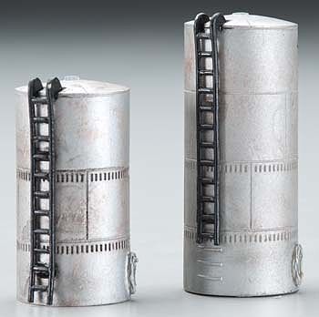 Imex 6354 N Scale Diesel Fuel Storage Tanks - Assembled - Perma-Scene(TM) -- One Tall & One Medium
