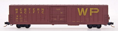 Intermountain Railway 17219 N Scale PC&F 62' Insulated Beer Boxcar with 10' 6" Door - Ready to Run -- Western Pacific (Boxcar Red, yellow, Billboard WP)