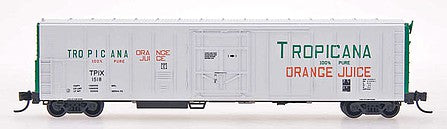 Intermountain Railway 21002 N Scale 57' Mechanical Refrigerator Car - Ready to Run -- Tropicana (1977, white, green, orange, green ends)