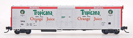 Intermountain Railway 21005 N Scale 57' Mechanical Refrigerator Car - Ready to Run -- Tropicana (1985, white, green, orange, red ends and letterboard)