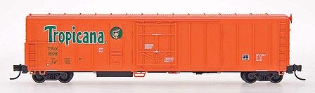 Intermountain Railway 21006 N Scale 57' Mechanical Refrigerator Car - Ready to Run -- Tropicana (1986, orange, green, dot over "i", white data)