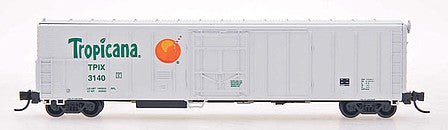 Intermountain Railway 21010 N Scale 57' Mechanical Refrigerator Car - Ready to Run -- Tropicana (2002, white, green, straw in orange)