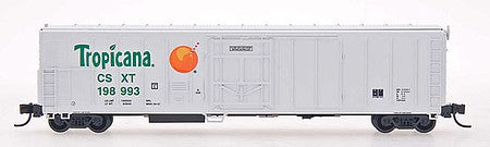 Intermountain Railway 21011 N Scale 57' Mechanical Refrigerator Car - Ready to Run -- Tropicana CSXT (2001, white, green, straw in orange)