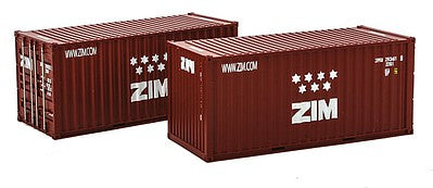 Intermountain Railway 30054 HO Scale 20' Corrugated Container w/Corrugated Doors - Ready to Run -- ZIM ZIMU (brown, white)