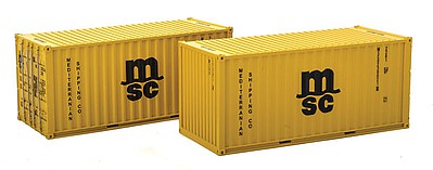 Intermountain Railway 30055 HO Scale 20' Corrugated Container w/Corrugated Doors - Ready to Run -- Mediterranean Shipping MSCU (beige, black)