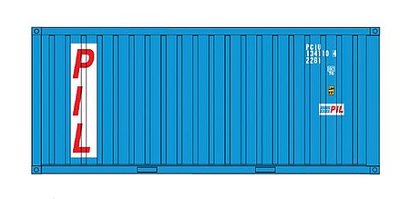 Intermountain Railway 30063 HO Scale 20' Corrugated Container w/Corrugated Doors - Assembled -- Pacific International Lines PCIU/PIL (blue, white, red)