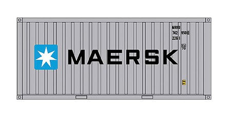 Intermountain Railway 30064 HO Scale 20' Corrugated Container w/Corrugated Doors - Assembled -- Maersk (gray, blue, black)