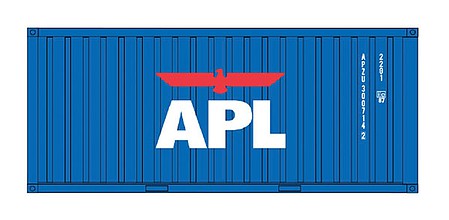 Intermountain Railway 30065 HO Scale 20' Corrugated Container w/Corrugated Doors - Assembled -- American Presidents Line APLU (blue, white, red)