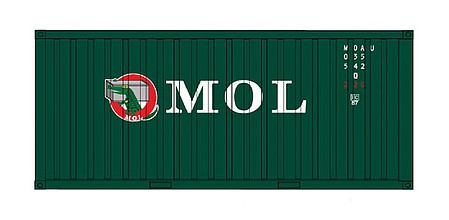 Intermountain Railway 30066 HO Scale 20' Corrugated Container w/Corrugated Doors - Assembled -- Mitsui OSK Lines (green, red, Alligator Logo)