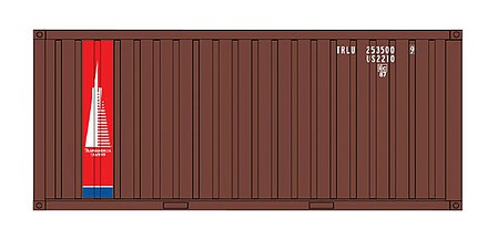 Intermountain Railway 30067 HO Scale 20' Corrugated Container w/Corrugated Doors - Assembled -- Transamerica Leasing (brown, red, blue, white)