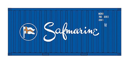 Intermountain Railway 30068 HO Scale 20' Corrugated Container w/Corrugated Doors - Assembled -- Safmarine (blue, white, red)