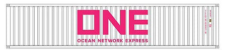 Intermountain Railway 30272 HO Scale 40' Corrugated Container 2-Pack - Ready to Run -- Ocean Network Express ONE (white, magenta)