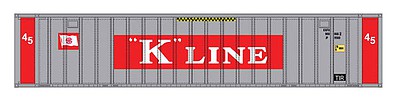 Intermountain Railway 30353 HO Scale 45' Rib Sided Container - 3-Pack (Assembled A-Line Models) -- K-Line KFLU (silver, red)