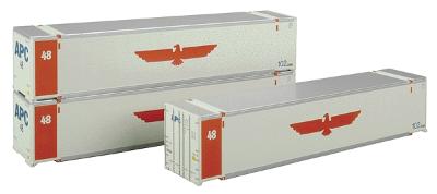 Intermountain Railway 30401 HO Scale 48' Smooth Side Container 2-Pack - Ready to Run - A-Line -- American President Lines (white, red)