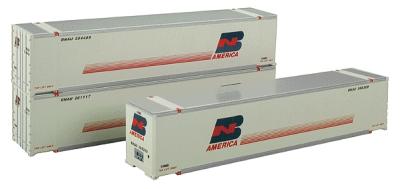 Intermountain Railway 30402 HO Scale 48' Smooth Side Container 2-Pack - Ready to Run - A-Line -- Burlington Northern America (white, blue, red)