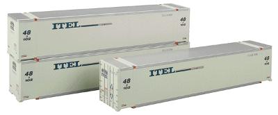 Intermountain Railway 30403 HO Scale 48' Smooth Side Container 2-Pack - Ready to Run - A-Line -- Itel Leasing (white, blue)