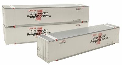 Intermountain Railway 30409 HO Scale 48' Smooth Side Container 2-Pack - Ready to Run - A-Line -- Canadian Pacific Intermodal Freight Systems (white, red, black)