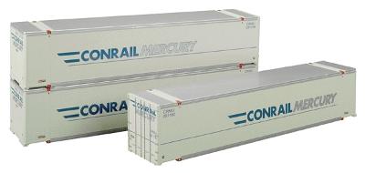 Intermountain Railway 30410 HO Scale 48' Smooth Side Container 2-Pack - Ready to Run - A-Line -- Conrail Mercury (white, blue, gray)