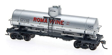 Intermountain Railway 33021 HO Scale Type 103W 10,000-Gallon Welded Tank Car - Ready to Run -- Roma Wine GATX (silver, red, black)