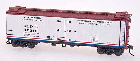 Intermountain Railway 34440 HO Scale 40' Wood Refrigerator Car - Ready to Run -- Merchant's Despatch MDT (white, Boxcar Red, red, blue)