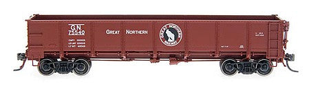 Intermountain Railway 35010 HO Scale General-Service Drop-Bottom Gondola - Ready to Run -- Great Northern (Boxcar Red, black, white, Rocky Logo)