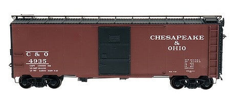 Intermountain Railway 38003 HO Scale 1937 AAR Boxcar with Square Corners - Ready to Run -- Chesapeake & Ohio (Boxcar Red, black)