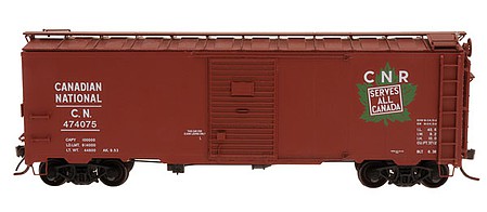 Intermountain Railway 38008 HO Scale 1937 AAR Boxcar with Square Corners - Ready to Run -- Canadian National (Boxcar Red, CNR green Leaf Logo)