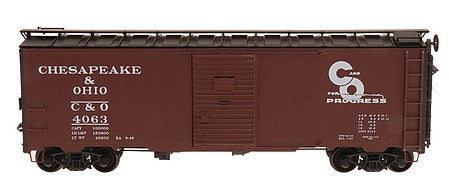 Intermountain Railway 38052 HO Scale 1937 AAR Boxcar with Square Corners - Ready to Run -- Chesapeake & Ohio (Boxcar Red, black, Progress Logo)