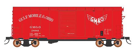Intermountain Railway 38613 HO Scale 1937 AAR 10'6" Boxcar, 4-3-1 Improved Dreadnaught Ends, 6' Door - Ready to -- Gulf, Mobile & Ohio (red)