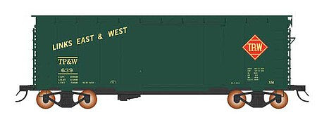 Intermountain Railway 38614 HO Scale 1937 AAR 10'6" Boxcar, 4-3-1 Improved Dreadnaught Ends, 6' Door - Ready to -- Toledo, Peoria & Western (green, red, Links East and West Slogan)