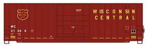 Intermountain Railway 4130005 HO Scale Gunderson 50' Hi-Cube Plug-Door Boxcar Modern Ends - Ready to Run - Value Line -- Wisconsin Central (maroon, yellow)