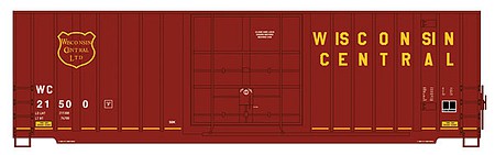 Intermountain Railway 4130005 HO Scale Gunderson 50' Hi-Cube Plug-Door Boxcar Modern Ends - Ready to Run - Value Line -- Wisconsin Central (maroon, yellow)