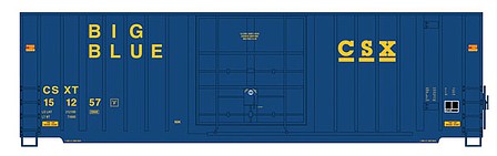 Intermountain Railway 4130006 HO Scale Gunderson 50' Hi-Cube Plug-Door Boxcar Modern Ends - Ready to Run - Value Line -- CSX (blue, yellow, Big Blue Markings)