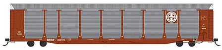 Intermountain Railway 452100 HO Scale Bi-Level Auto Rack - Ready to Run -- Burlington Northern & Santa Fe (Boxcar Red, silver, white; Circle-Cross Logo)