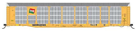 Intermountain Railway 452103 HO Scale Bi-Level Auto Rack - Ready to Run -- Transportacion Ferriviaria Mexicano TFM (yellow, TTX flat with black logo; T