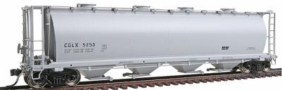 Intermountain Railway 45218 HO Scale 59' 4-Bay Cylindrical Covered Hopper w/Round Hatches - Ready to Run -- Potash CGLX (gray)