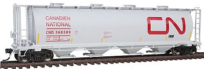 Intermountain Railway 45233 HO Scale 59' 4-Bay Cylindrical Covered Hopper w/Round Hatches - Ready to Run -- Canadian National (light gray, Large Red Noodle Logo)