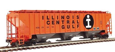 Intermountain Railway 45315 HO Scale PS2CD 4750 Cubic Foot 3-Bay Covered Hopper - Ready to Run -- Illinois Central Gulf (orange, black, Billboard Lettering)