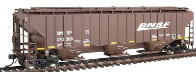Intermountain Railway 45368 HO Scale PS2CD 4750 Cubic Foot 3-Bay Covered Hopper - Ready to Run -- BNSF Railway (Boxcar Red, Wedge Logo, yellow Conspicuity Marks)