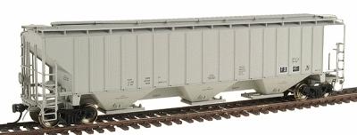 Intermountain Railway 45398 HO Scale PS2CD 4750 Cubic Foot 3-Bay Covered Hopper - Ready to Run -- Farmers Marketing Association FMA PLCX (gray, yellow, red)