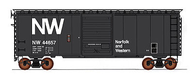 Intermountain Railway 45424 HO Scale 40' PS-1 Boxcar - Ready to Run -- Norfolk & Western (black, white NW Logo)