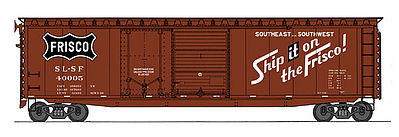 Intermountain Railway 45625 HO Scale 50' PS-1 Plug & Sliding-Door Boxcar - Ready to Run -- St. Louis-San Francisco (Boxcar Red, black, Ship it on Frisco Slogan)