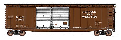 Intermountain Railway 45630 HO Scale PS-1 50' Double-Door Boxcar w/Cushion Underframe - Ready to Run -- Norfolk & Western (Class B-15, Boxcar Red, white)