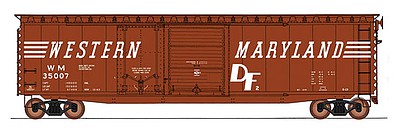 Intermountain Railway 45635 HO Scale PS-1 50' Double-Door Boxcar w/Cushion Underframe - Ready to Run -- Western Maryland (Boxcar Red, white, Speed Lettering & Stripes)