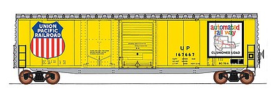 Intermountain Railway 45636 HO Scale PS-1 50' Double-Door Boxcar w/Cushion Underframe - Ready to Run -- Union Pacific (Armour Yellow, silver, Large Automated Railway & Shield Logos