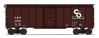 Intermountain Railway 45781 HO Scale Post-War 10' Inside-Height 40' Boxcar - Ready to Run -- Chesapeake & Ohio (Boxcar Red, Progress Logo)