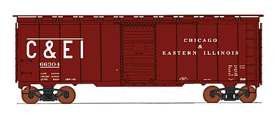 Intermountain Railway 45838 HO Scale 10'6" Modified 1937 AAR 40' Boxcar - Ready to Run -- Chicago & Eastern Illinois (Boxcar Red, white, Large C&EI)