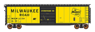 Intermountain Railway 45955 HO Scale 50' PS-1 Single Door Boxcar w/Cushion Underframe - Ready to Run -- Milwaukee Road (yellow, black, Hydroframe 60 Markings)