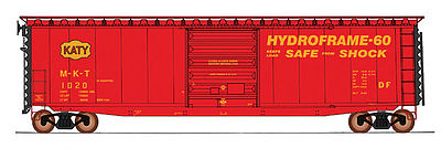 Intermountain Railway 45959 HO Scale 50' PS-1 Single Door Boxcar w/Cushion Underframe - Ready to Run -- Missouri-Kansas-Texas (red, black, yellow, Katy Logo, Hydroframe 60 Slogan)