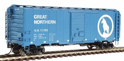 Intermountain Railway 46003 HO Scale 40' 12-Panel Boxcar - Ready to Run -- Great Northern (Big Sky Blue, white, Large Rocky Logo)